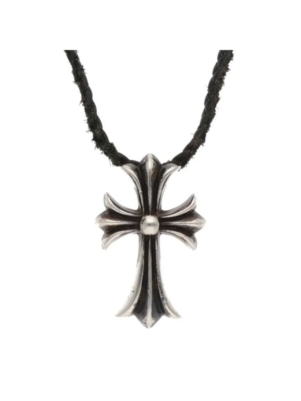 Chrome Hearts CH Crs Sml BC Small CH Cross Boro Chip Vintage Silver Necklace